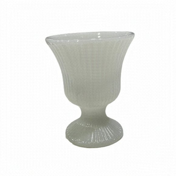 Milk Glass, White Glass, Ribbed Milk Glass, Ribbed Glass Pedestal Vase - Picture 1 of 6